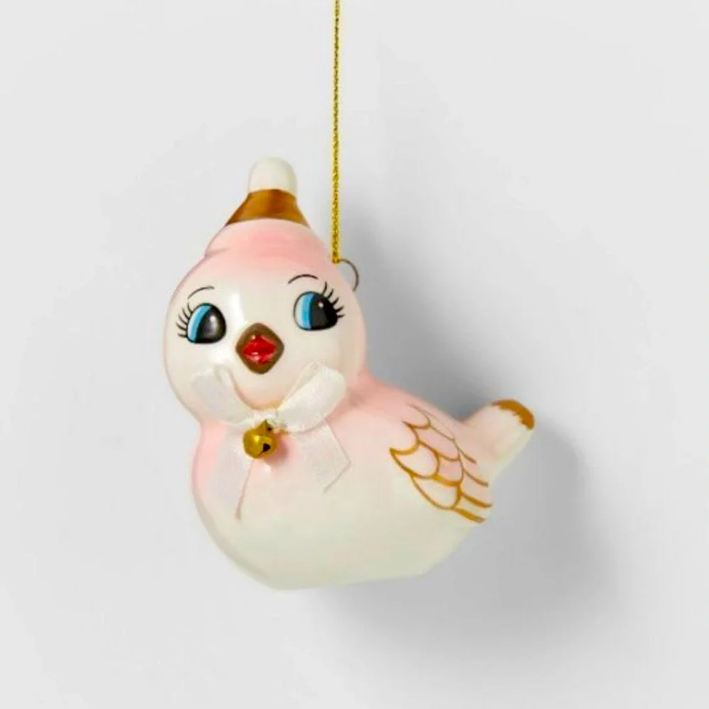 Target Ceramic Retro Bird Pink Christmas Tree Ornament Wondershop